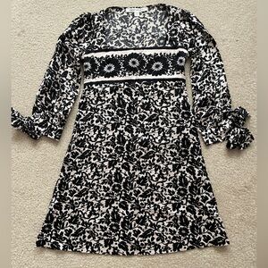 Diane Von Furstenberg Black and White Floral Dress